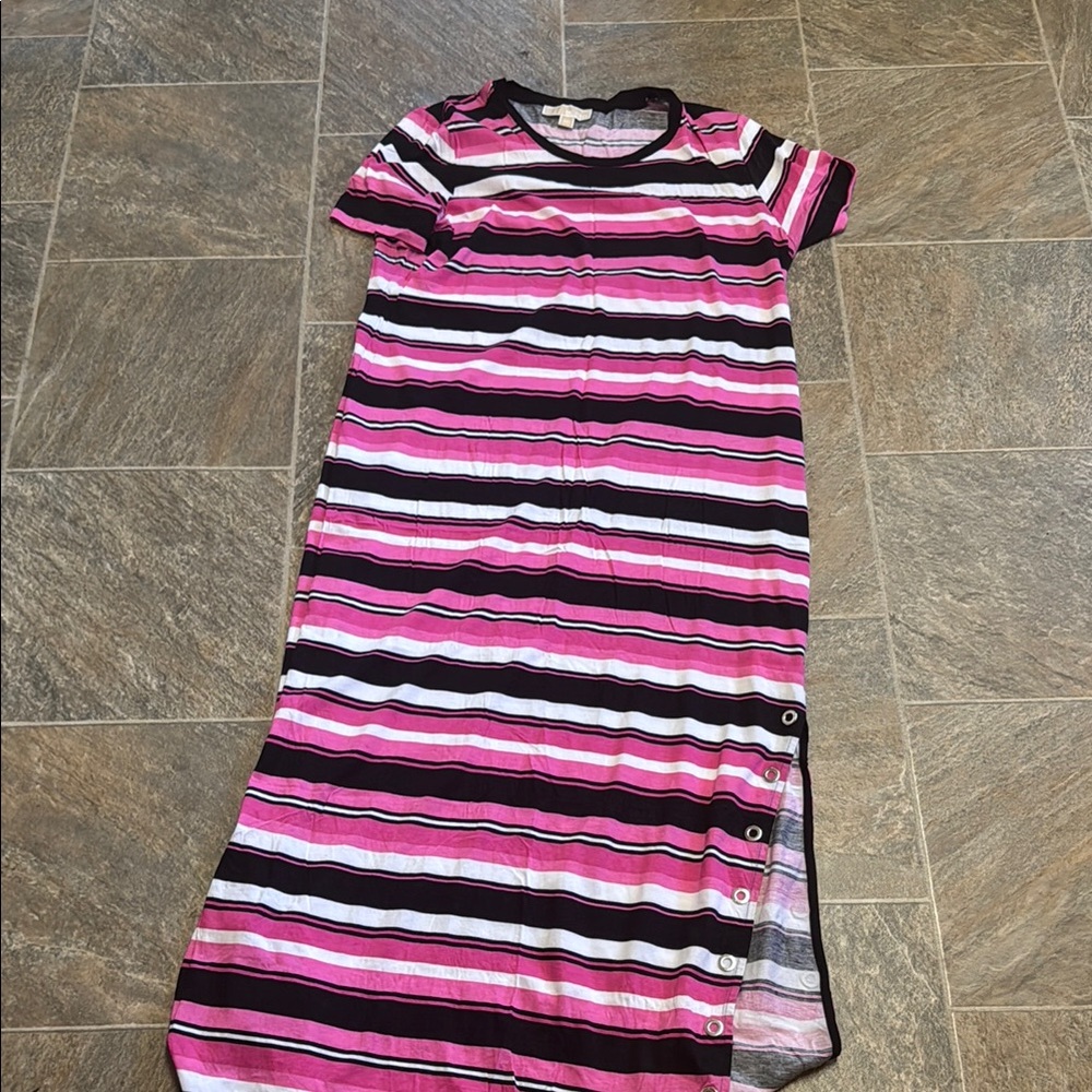 Striped Pink and Black Womens Dress